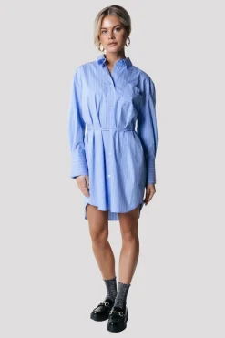Brienna Striped Blouse Dress | Blue