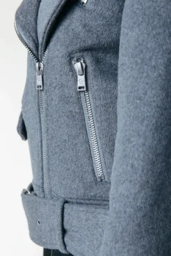 Elea Wool Biker Jacket | Medium grey melange