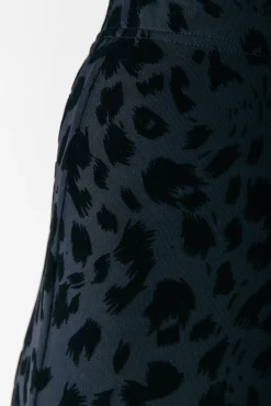 Leopard Flock Mesh Flare Pants | Black