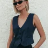 Loiza Pinstripe Gilet | Dark blue