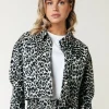 Olle Leopard Cropped Denim Blouse | Beige