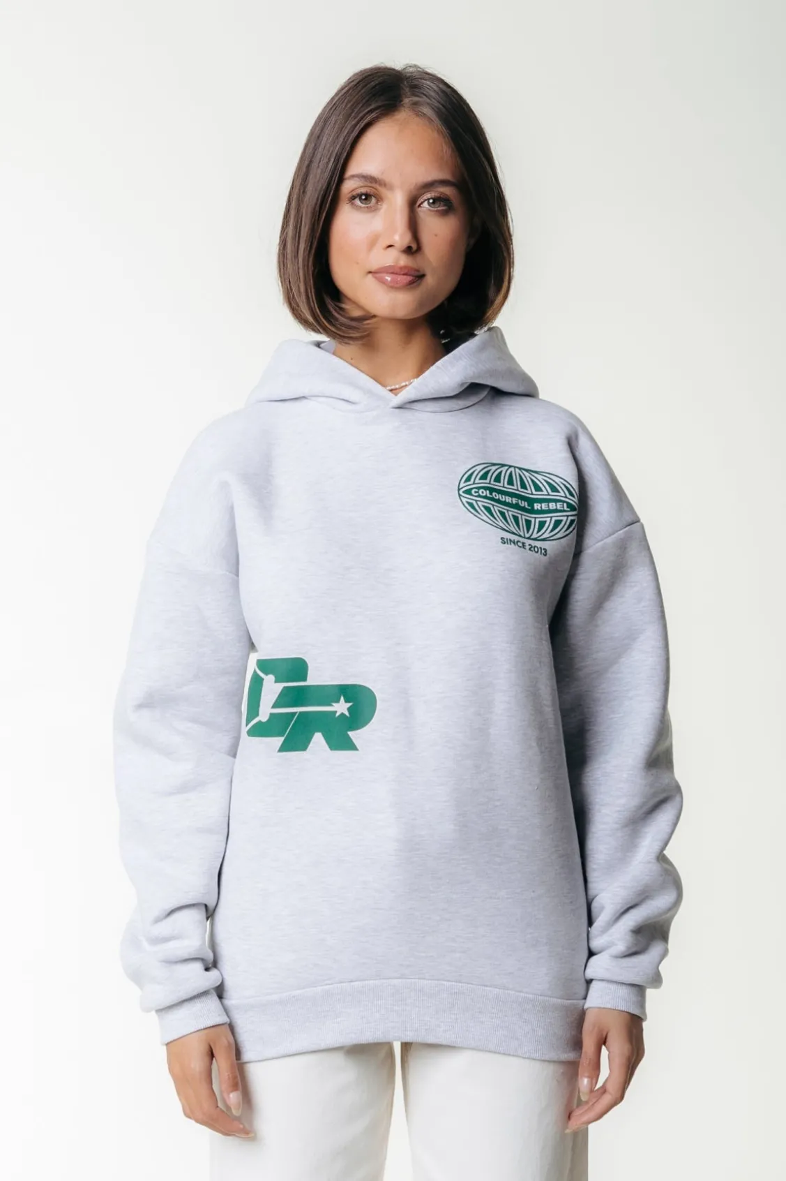 Racer Logo Hoodie | Light grey melange
