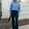 Rus Pinstripe Straight Pants | Dark blue
