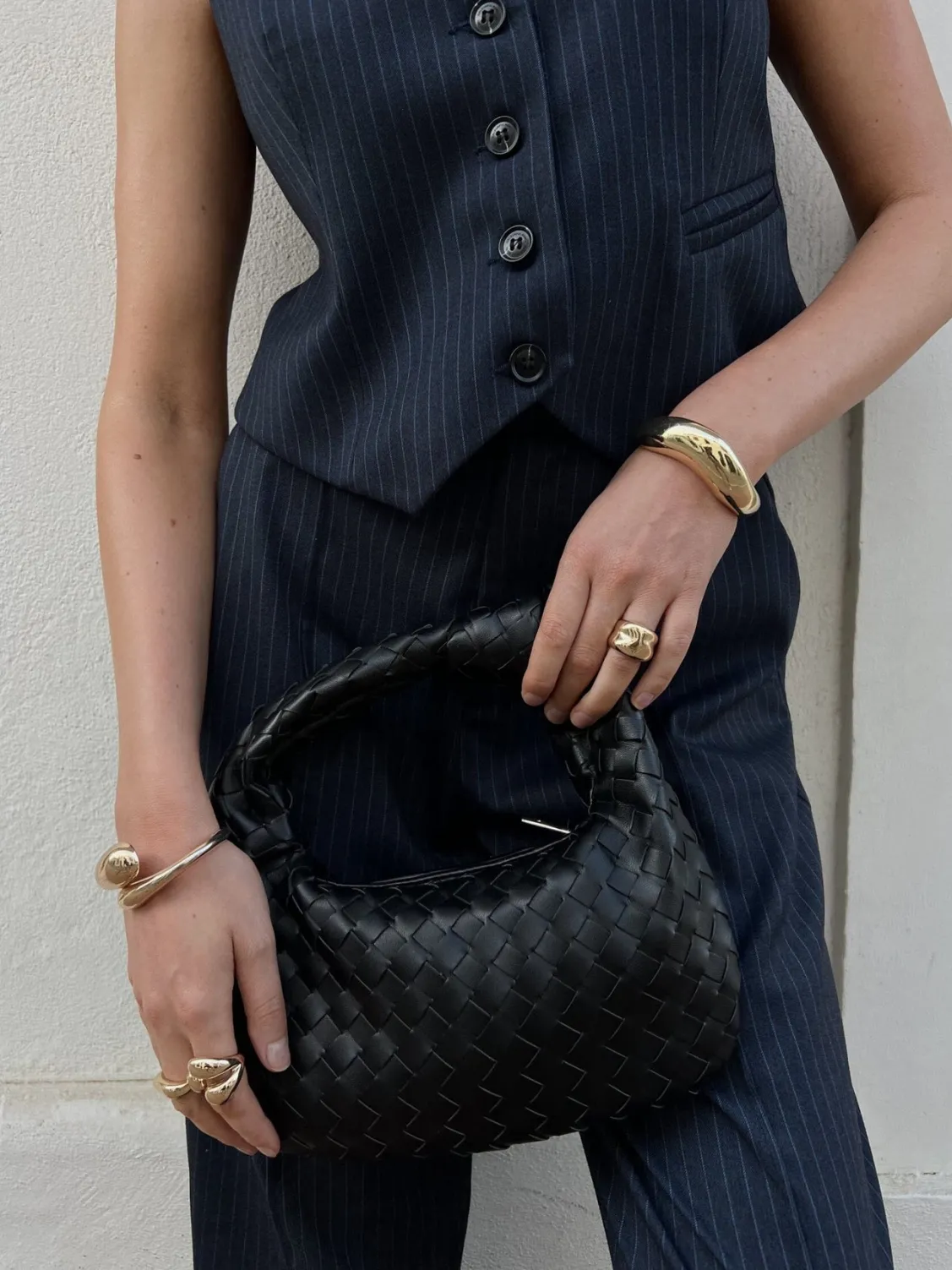 Rus Pinstripe Straight Pants | Dark blue
