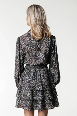 Sacha Leopard Ruffle Dress | Warm Brown