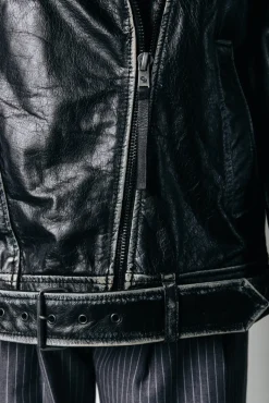 Sage Leather Biker Jacket | Black