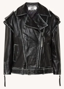 Sage Leather Biker Jacket | Black