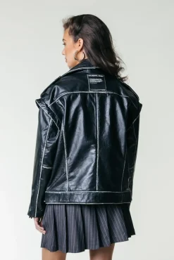 Saige Leather Biker Jacket | Black