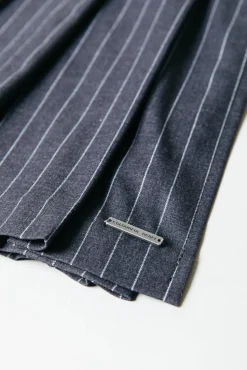 Shaline Pinstripe Pleated Skirt | Dark Anthracite