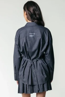 Talia Pinstripe Blouse | Dark Anthracite