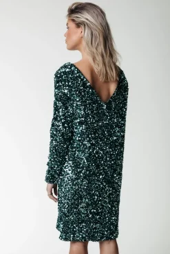Tina Sequins Dress | Scarab green