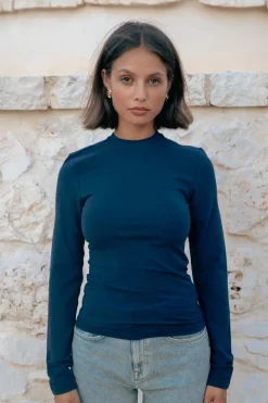 Uni Fitted Longsleeve T-shirt | Peacoat Blue