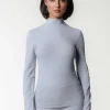 Uni Fitted Turtleneck Top | Medium grey melange