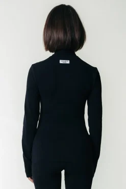 Uni Fitted Turtleneck Top | Black