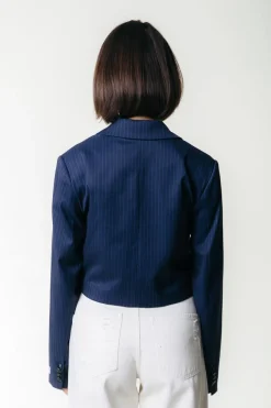 Winoah Stripe Cropped Blazer | Dark blue